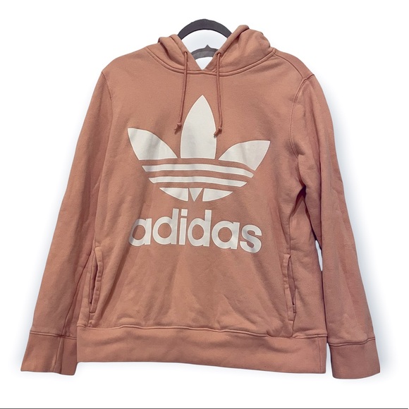 adidas Tops - Adidas M blush pink Trefoil logo hoodie pocket pullover sweater active Womens